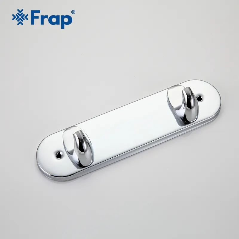 Frap bathroom accessories Chrome Zinc Double Robe Hook Wall Mounted robe towel hooks for bathroom kitchen toilet F1505-2