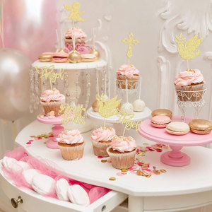 Décoration <span class=keywords><strong>de</strong></span> gâteau thème Communion et Baptême, ange et croix, pour table <span class=keywords><strong>de</strong></span> desserts, insert <span class=keywords><strong>de</strong></span> gâteau, vente chaude - Product Image 4