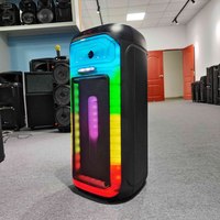 Enceinte portable d'extérieur en gros 40W double 8 pouces avec LED RGB, karaoké, micro sans fil, TWS, FM, rechargeable