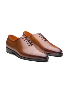 Zapatos Oxford formales de hombre con punta redonda, de cuero importado, con cordones, forro de cuero DD, plantilla de cuero Ortholite y suela de TPR. - Product Image 4
