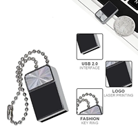 Mini clé USB en métal avec chaîne à perles, porte-clés, clé USB 2.0, logo personnalisé gravé au laser, clé USB portable