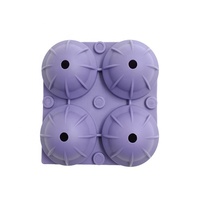 Bac à glaçons en silicone réutilisable à 4 cavités avec lance-glaçons intégré pour boissons, cocktails, whisky