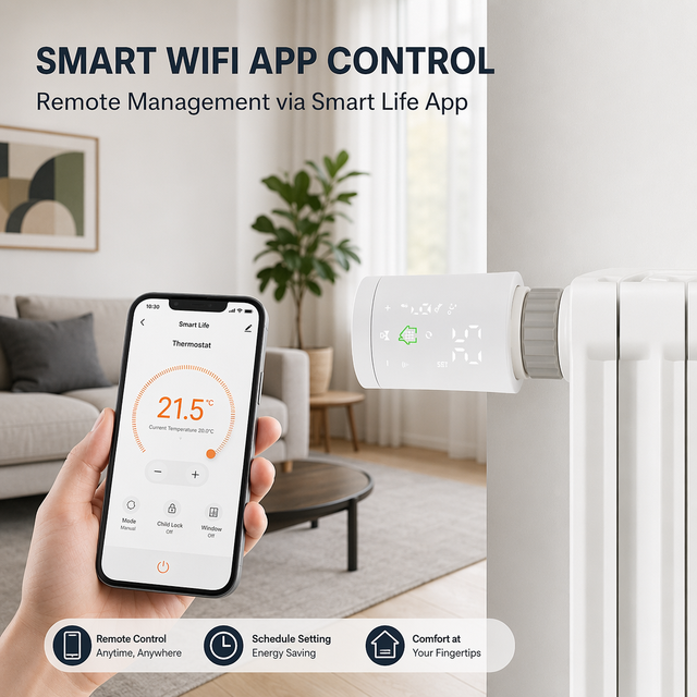 HY368 Electronic Zigbee Wifi Tuya Smart Radiator Valve Thermostat Digital for Radiators with Google Assistant Control