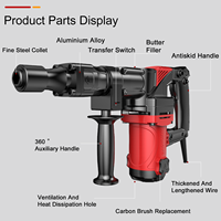 Marteau perforateur rotatif industriel robuste, perceuse électrique réglable 220V portable pour projets de démolition et de rénovation du béton