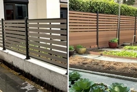 Panneau de clôture moderne à lattes avec porte, noir mat, rétractable, anti-rouille, pour cour, modélisation 3D