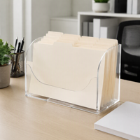 Boîte de présentation de dossiers en acrylique personnalisée, organiseur de documents transparent pour bureau, avec fentes verticales, support de rangement de bureau avec logo OEM