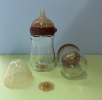 Biberon anti-colique pour nouveau-né sans BPA à fond large en verre imprimé en silicone avec capuchon 0-12 mois