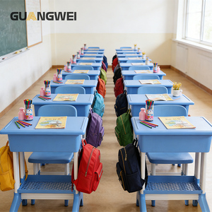 Fabrication de mobilier scolaire personnalisé Bureau et chaise d'étudiant réglables en plastique pour salle de classe - Product Image 1