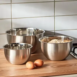 Set berbagai kegunaan dapat ditumpuk, ramah lingkungan dari 7 peralatan memanggang memasak mangkuk pencampur logam untuk melayani makanan dengan Set tutup