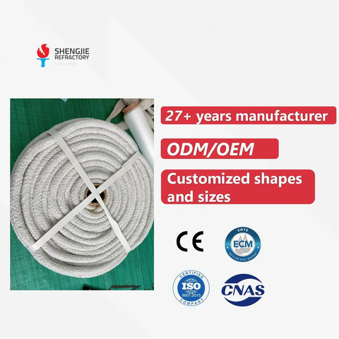Braided Square Ceramic Fiber Insulation Rope Good Performance for Oven Use Ceramic Fiber Products