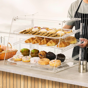 3 Tray Acrylic <strong>Display</strong> <strong>Case</strong> with Magnetic Doors Removable Shelves Countertop Bakery <strong>Case</strong> for Bread Pastry Dessert <strong>Display</strong> - Product Image 3