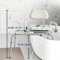 Banc de transfert pour baignoire, chaise de douche pliable avec dossier et accoudoirs, siège de douche réglable en hauteur pour personnes âgées et handicapées