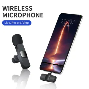 2022 nuevo 1 Drag 2 micrófono Lavalier 2,4 GHz 2 en 1 Mini micrófono portátil micrófono de grabación inalámbrico para iPhone