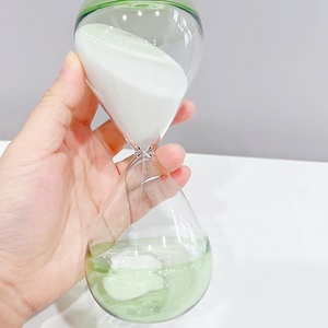 Handmade xoay rõ ràng kính đồng hồ cát với màu xanh lá cây chi tiết Artisan-blown cát hẹn giờ cho đám cưới phong cách quản lý thời gian Quà Tặng - Product Image 4