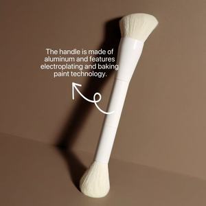 Double End Angled Foundation Blush Makeup Brush White Plastic Handle Concealer Face Professional Cosmetic Beauty Brush - Product Image 3