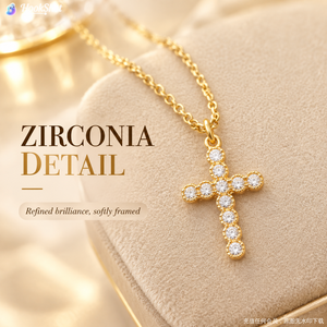 Collier élégant pour femme, style décontracté et chic, avec chaîne fine croisée à la clavicule, orné de diamants, en acier inoxydable plaqué or 18 carats, durable - Product Image 4