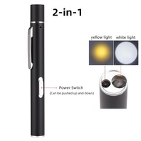 Alonefire P62 2 en 1 Stylo LED rechargeable par USB Lampe torche à lumière jaune Mini lampe torche Cool École Hôpital Détection des oreilles et du nez Lampe de lecture