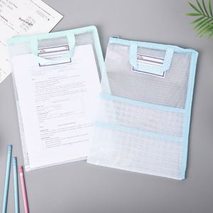 Large-Capacity Multi-Layer Portable Zippered PVC Transparent Mesh <b>File</b> Bag Subject Classification <b>Storage</b> Hollow Wholesale - Product Image 1