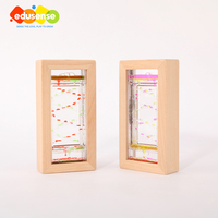 EDUsense Bouteille sensorielle rectangulaire à glissière en bois de hêtre et acrylique, jouet de suivi visuel à effet d'huile, jouet de bureau Montessori apaisant