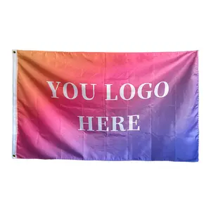 All Color Manufacturer 150D Polyester Flying Customized Logo Printing 3*5ft Custom Flags Banner
