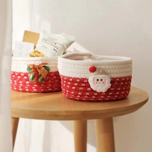 Cesta roja de algodón en espiral para regalo de Navidad, cesta suave ecológica para regalo, nuevo diseño, gran oferta, <span class=keywords><strong>2022</strong></span> - Product Image 5