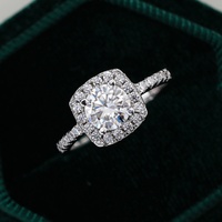 Bague en argent sterling S925 plaqué or PT950, sertie de moissanite de 1 carat à quatre griffes, petite pierre luxueuse à taille carrée, transfrontalière