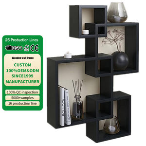 Home Decor Wall Montado Prateleiras Quadradas Flutuantes Intersectando Cubo De Madeira Design Flutuante Rack para Sala - Product Image 1
