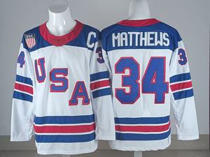 เสื้อฮอกกี้ชาย USA 19 ลายพิมพ์แบบรีดร้อน Matthew Tkachuk 34 Auston สำหรับ Matthews 43 Quinn Hughes 9 Jack Eichel 7 Brady Tkachuk - Product Image 2