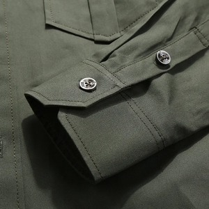 2025 도매 남성화물 셔츠 100% 면 긴 소매 군사 스타일 남성용 야외 전술 캐주얼 셔츠 - Product Image 5