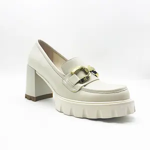 सस्ते चमड़े मंच ब्लॉक एड़ी के जूते महिलाओं ऊँची एड़ी के जूते सफेद जूते महिलाओं के जूते उच्च एड़ी cowgirl बूट