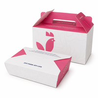 Boîtes d'emballage en papier personnalisées par le fabricant, boîtes à emporter en carton avec poignée, carton alimentaire pour emballer la poulet frit