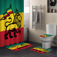 Juda Lion Drapeau Durable Étanche 3D Impression Numérique Éthiopien Design Traditionnel Rasta Rideau de Douche pour Salle de Bain