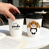 Gobelets à café jetables en papier à double paroi avec couvercle, estampage argenté et doré, pour emporter