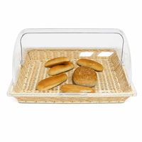 Couverture de protection en rotin PP de qualité alimentaire, anti-poussière et anti-insectes, avec couvercle en acrylique assorti pour panier de service alimentaire de cuisine