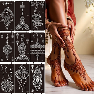 ลายฉลุเฮนน่าลายดอกไม้ PET สำหรับสักลายชั่วคราวบนร่างกาย - Product Image 1