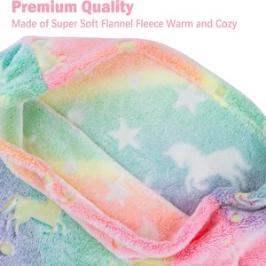 ผ้าห่มหางนางเงือกเรืองแสงในที่มืด ลายยูนิคอร์น ของขวัญสำหรับเด็กผู้หญิง ผ้าห่มขนแกะฟลานเนล ลายเกล็ดปลาสีรุ้ง - Product Image 4
