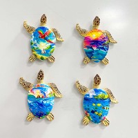 Aimant de réfrigérateur écologique en résine, style Art déco, thème Pâques, monde sous-marin, récif corallien, tortue, souvenir de parc océanique, style animalier