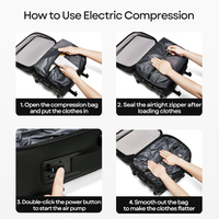Sac à dos de voyage extensible à compression automatique avec pompe intégrée, étanche, gain de place, à roulettes, avec serrure TSA