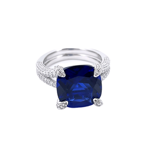Anillo de Plata S925 con Baño de Rodio de Alta Calidad con Zafiro Clásico para Mujer - Product Image 2