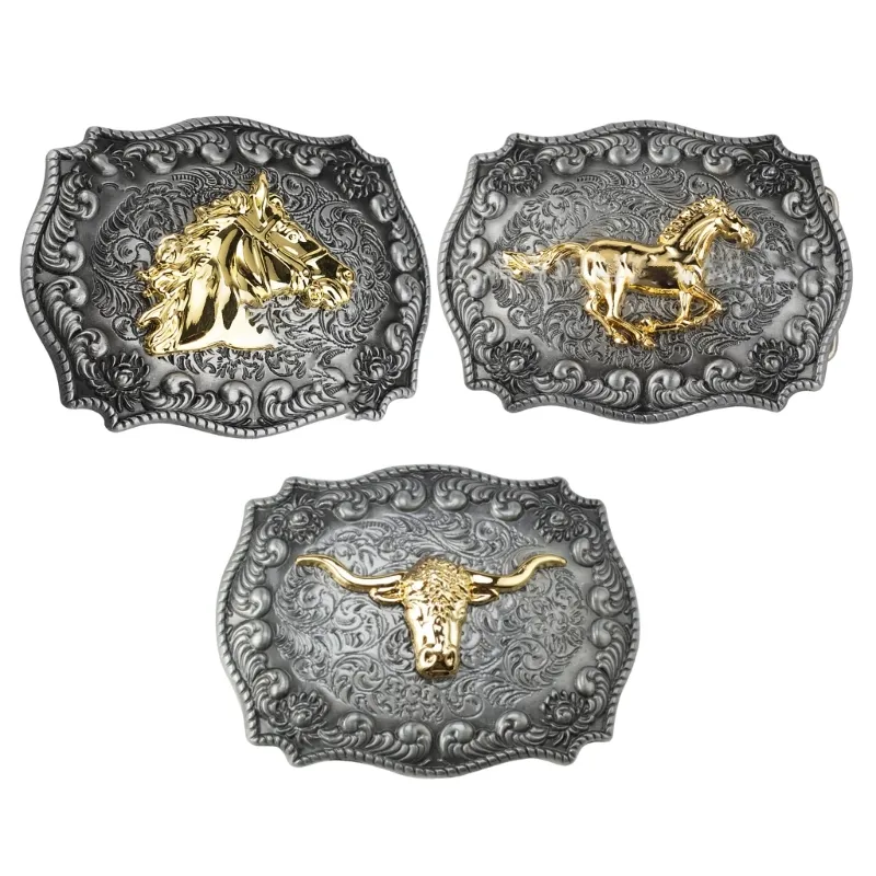 All'ingrosso custom metallo western cowboy cintura fibbie 3D logo grande animale rodeo in lega di zinco uomini donne moda fibbia per cintura