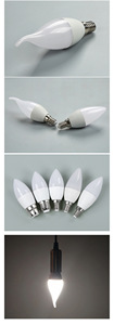 Ampoule LED en forme de bougie B12, culot E27, plastique, AC 220V, blanc chaud doux - Product Image 6