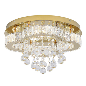 Plafonnier LED en cristal en acier inoxydable pour éclairage de salon, moderne, doré, 3 couleurs changeantes - Product Image 1