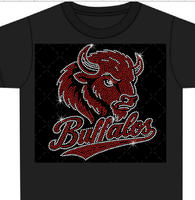 Transfert thermocollant personnalisé Bling Buffalo en strass pour logo d'équipe sportive sur sacs et t-shirts