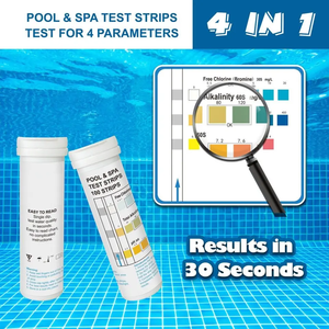 Bandelettes de test de la qualité de l'eau <span class=keywords><strong>pour</strong></span> <span class=keywords><strong>piscine</strong></span>, spa et jacuzzi, 4 paramètres - Product Image 2