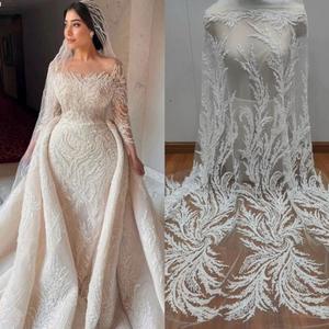 S1012A strascico staccabile 2025 sposa con perline in pizzo naturale drappeggiato plissettato Plus <span class=keywords><strong>Size</strong></span> 2 abito abito abito da sposa - Product Image 2