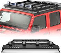 Panier de toit avec barre lumineuse LED pour Jeep Wrangler JL Gladiator JT 2018-2025 JK 07-17 4 portes – Porte-bagages