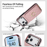 Étui portefeuille Premium pour iPhone 17 Pro avec cordon tour de cou, sangle bandoulière et anneau de maintien en cuir PU pour iPhone 17 Pro Max