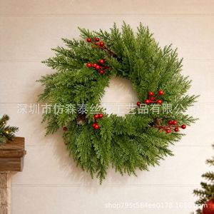 Guirnalda Navideña Artificial de Flores de Seda Sintética con Bayas Rojas, Decoración para Colgar en la Pared Exterior, 30 cm, Estilo Europeo - Product Image 3