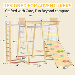 Montessori phong cách Toddler bằng gỗ leo núi chơi thiết lập Sân chơi trong nhà leo núi và trượt chơi - Product Image 3