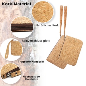 Women's Eco-Friendly RFID Blocking Open Closure Vegan Cork Leather Long Wristlet Makeup Purse & <b>Wallet</b> with Large Capacity - Product Image 2